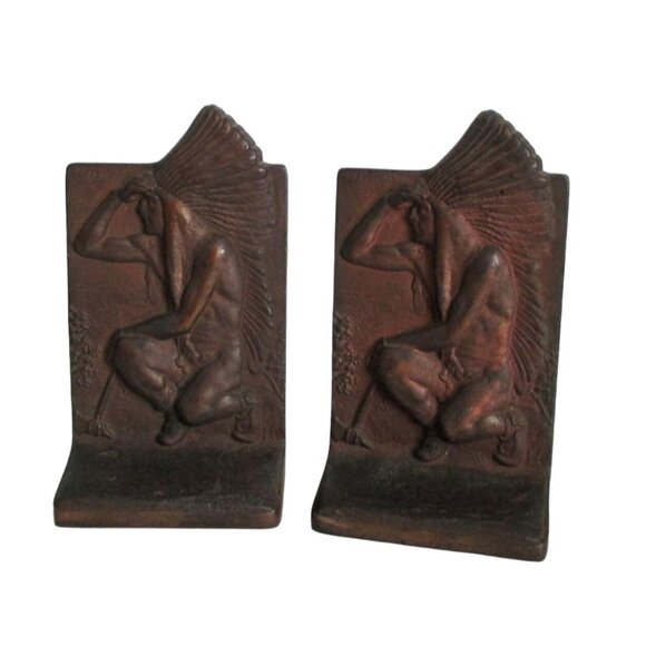 Vintage Native American Bookends Book Ends - Ethnic Southwest Western Decor - Picture 1 of 9